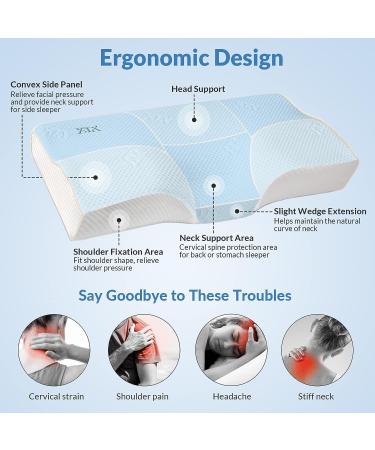 XTX Cervical Memory Foam Pillow: Orthopedic Support for Neck and Shoulder Pain Relief - CertiPUR-US Certified - 23.6 x 13.4 x 4.2 - Ideal for Side, Back, and Stomach Sleepers - Buy Online on GoSupps.com