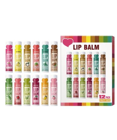 12 Pack Lip Balm, Natural Moisturizing Lip Balm with Vitamin E, Lip Balm for Repairing Dry and Chapped Lips