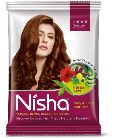 Nisha Natural Brown Hair Color Dye - Ammonia-Free Henna Powder (Pack of 10 15g) - International Shipping Available - Buy Online on GoSupps.com