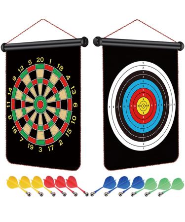 RaboSky Dart Board Game Toys for 6 7 8 9 10 11 12 13 Year Old Boys Birthday Gift, Cool Outdoor Sports Games for Boys 8-10-12 Teenage Girls Adult Party, Double-Sided, 12 Magnetic Darts Rainbow