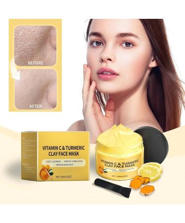 Turmeric Face Mask Turmeric and Vitamin C Clay Mask Vitamin C Face Mask With Kaolin Clay And Turmeric For Dark Spots Deep Cleansing Skin Care (1PC) - Buy Online on GoSupps.com