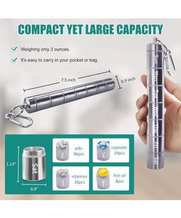 AYAMAYA Travel Pill Organizer - Waterproof Aluminum 7-Day Medicine Box for Vitamins & Supplements - Ideal for Camping Hiking & Travel - Buy Online on GoSupps.com