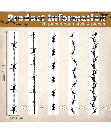 20 Pcs Barbed Wire Temporary Tattoos - Removable Black Arm Tattoo Stickers for Halloween Costume - Body Art Supplies for Men, Women, Kids - Buy Online on GoSupps.com