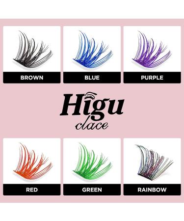 Colored Lash Clusters DIY Eyelash Extensions - 72 C/D Curl Individual Lashes in Brown, Blue, Purple, Green, Red - Thin Band DIT at Home - Volume Mix Color-D 16mm - Buy Online on GoSupps.com