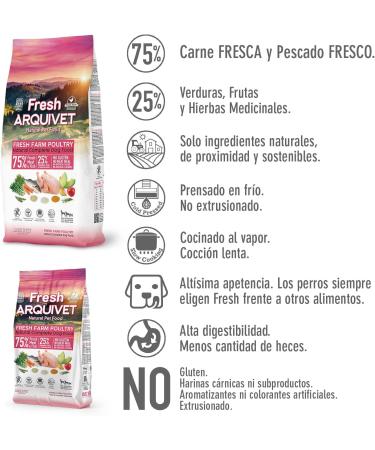 Arquivet Fresh Farm Poultry - 2.5 Kg - Complete Food for Dogs - Fresh Meat and Fish - Buy Online on GoSupps.com