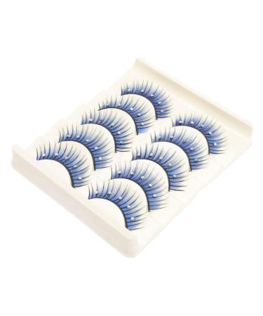 BELLIFFY 5 Pairs Cosplay Lashes Halloween Lashes Eye Lashes Halloween False Lashes Fake Lashes Fake Eyelashes Natural False Eyelashes Soft Light Fake Lash Rhinestone Eyelashes Blue Lashes