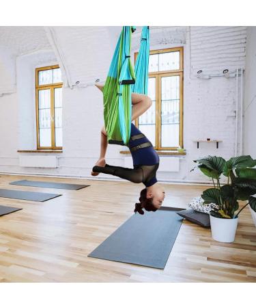 Ehuihuan Aerial Yoga Towel & Hammock - Anti-Gravity Yoga Swing Strap & Band in Blue Green for Ultimate Stretching - Buy Online on GoSupps.com
