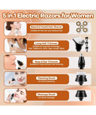 Buy Electric Razors for Women 5D Facial Hair Removal & 5-in-1 Wet/Dry Bikini Trimmer - Rechargeable Painless Grooming Kit - Buy Online on GoSupps.com