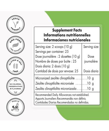 Supersmart Zeolite Clinoptilolite Powder - High Purity Detox Mineral Supplement | Non-GMO Gluten Free 250g | Made in USA - Shop Internationally - Buy Online on GoSupps.com