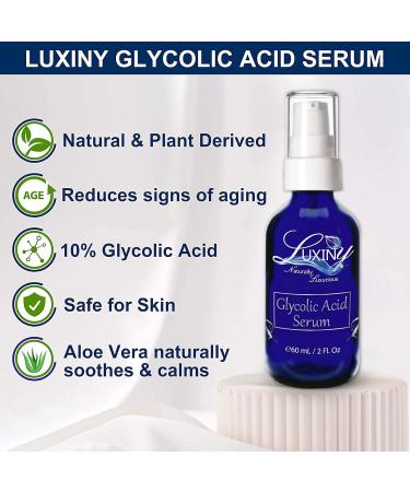 Glycolic Acid Serum - Vegan Anti-Aging Exfoliator for Even Skin Tone & Wrinkle Reduction - 2 oz All Skin Types - Buy Online on GoSupps.com