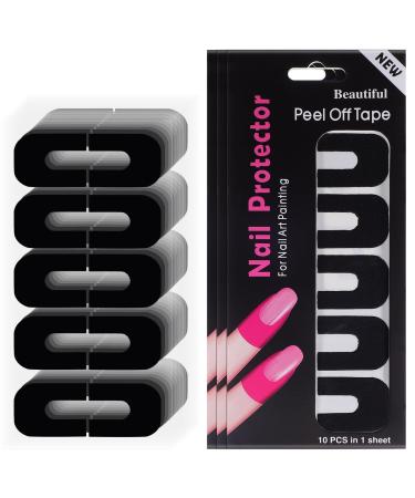 NOLITOY 100 Sheets Nail Polish Protector for Fingers U-shape Tape Polish Guards Nail Arts Peel Off Sticker Cuticle Protectors
