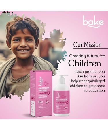 BAKE Rice Water Body Lotion with SPF 30 PA+++ | Alpha Arbutin & Vitamin E | Moisturizing Body Lotion | Helps Improve Skin Appearance | For Women & Men | 200 ml - Buy Online on GoSupps.com