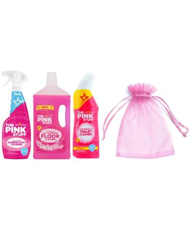 The Pink Stuff The Power Disinfectant Cleaner Multi Purpose Cleaning Spray 750ml + The Pink Stuff The Miracle All Purpose Floor Cleaner 1L + The Pink Stuff The Miracle Toilet Cleaner Gel 750ml
