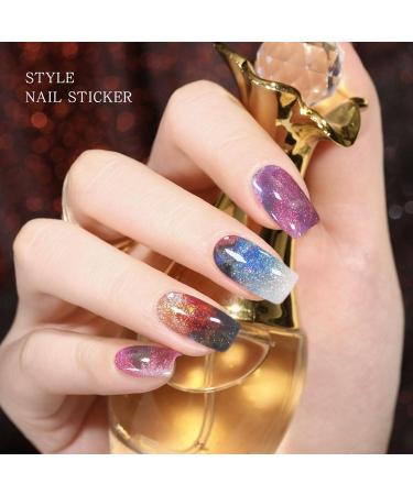 JMEOWIO Gel Nail Stickers Colorful Sky Semi Cured Gel Nail Strips Wraps UV/LED Nail Supplies Nail Art Design Decoration Accessories - Buy Online on GoSupps.com