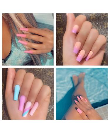 Aqua Nails JUMBO PACK 400 PCS Extra Long C Curve Nail Tips Half Cover Straight Square with Nail Cutter - Natural Clear False Artificial Fake Nails - Buy Online on GoSupps.com