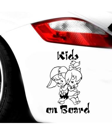 Kids on Board Cute Cartoon Reflective Car Sticker - Safe & Fun Black Design for Family Vehicles - Buy Online on GoSupps.com