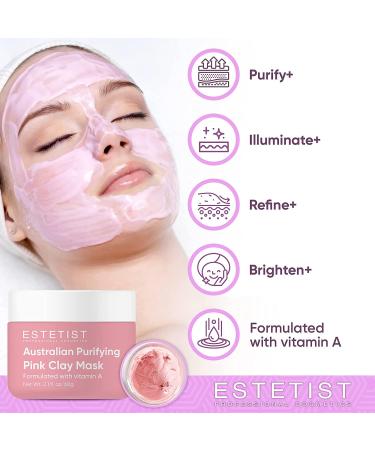 Buy ESTETIST Purifying Pink Face Mask - Australian Pink Clay Blackhead Remover & Pore Cleanser for Even Skin Tone & Acne Treatment | Natural Detox & Exfoliating - Buy Online on GoSupps.com
