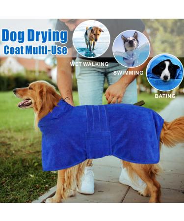 Buy Dolahovy Microfiber Dog Bathrobe Towel - Adjustable Super Absorbent Fast Dry Coat for Small Medium & Large Dogs - Perfect Dog Bathing Robe in S Blue - Buy Online on GoSupps.com