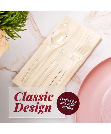 100 Clear Heavy Duty Plastic Spoons - Elegant Disposable Cutlery Set - Buy Online on GoSupps.com