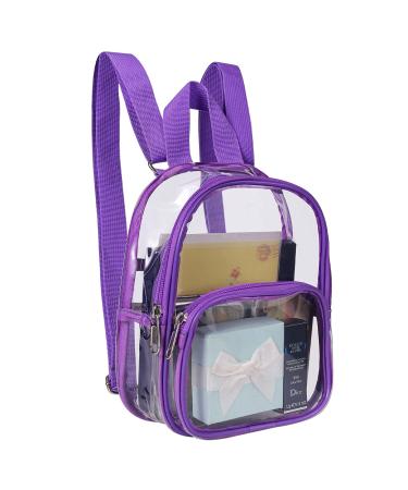 USPECLARE Clear Mini Backpack Stadium Approved, Waterproof Transparent Backpack for Security Travel, Concert & Sport Events (Purple)