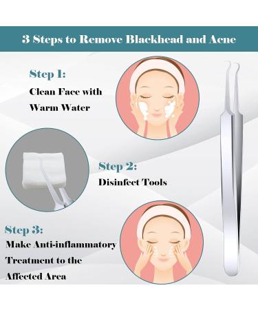 ANCIRS 6 Pack Blackhead Pimple Remover Tweezers Set - Stainless Steel Curved Extractors Tool for Acne Blemish Removal, Silver Color - Buy Online on GoSupps.com
