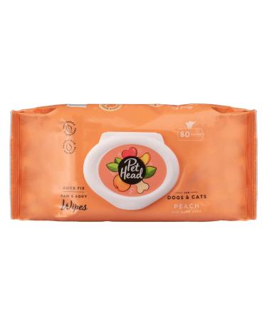 PET Head Nursing towels for dogs and cats 80 pieces quick fix peach fragrance for quick and easy refreshment hypoallergenes vegan & animal experiments ideal for pets of all sizes