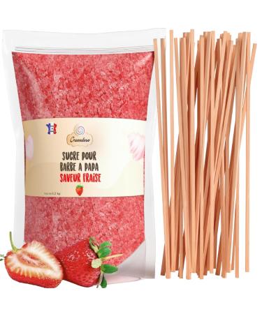 GREENDOSO Sucre Barbe Papa pour Machine 1 2 Kg Saveur Fraise 50 B tonnets
