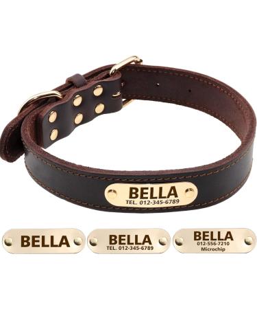 Tagme Personalized Leather Dog Collar - Engraved Name & Phone Number - Medium Brown for Dogs - 1 Pack - Buy Online on GoSupps.com