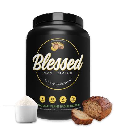 Blessed Vegan Protein Powder - Plant Based Protein Powder Meal Replacement Protein Shake 23g of Pea Protein Powder Dairy Free Gluten Free No Sugar Added 30 Servings (Banana Bread) Banana Bread 30 Servings (Pack of 1)