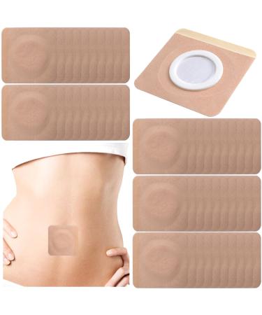CTEAKOP 50 Pcs Castor Oil Belly Button Patch Castor Oil Patches Belly Button Pearlescent Film Pack Wrap Pack for Stomach Waist Neck - Beige Square (7x7cm)