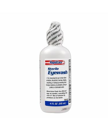 Rapid Care FDA Compliant Sterile Saline Isotonic Eye Wash Solution 4 oz - Pack of 4 (Red, White & Blue) - Buy Online on GoSupps.com