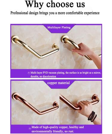 135 Angled Grab Bars - Bathtubs & Showers Wall-Mounted 18in Bathroom Safety Grab Bar Hand Support Rail Copper Handrails Support Hand - Buy Online on GoSupps.com