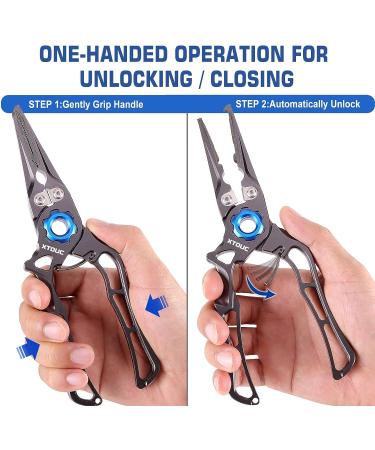 XTOUC Titanium Saltwater Fishing Pliers - Quick Hook Removal Tool & Split Ring Equipment for Tackle Kit - Perfect Fishing Gear Gift - Buy Online on GoSupps.com