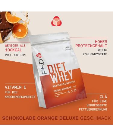 Buy PhD Nutrition Diet Whey Protein Powder - High Protein Slim Formula Chocolate Orange 17g Protein per Serving 40 Portions 1kg Bag - International Shipping Available - Buy Online on GoSupps.com