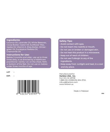 Herbion Naturals Baby Chest Rub | All-Natural Soothing Ointment for Ages 3 Months+ | Coconut Oil Eucalyptus Lavender & More | Non-GMO & Petroleum-Free Baby Essential - Buy Online on GoSupps.com