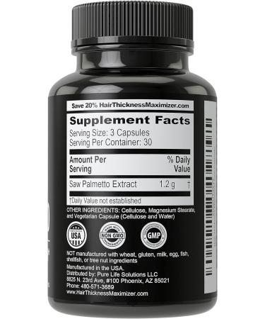 Saw Palmetto Hair Loss Treatment - Extra Strength DHT Blocker for Thicker, Stronger Hair Growth - 1200mg Capsules for Men and Women - Buy Online on GoSupps.com
