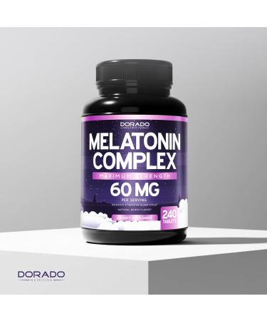 Melatonin 60mg Complex Tablets for Adults (240 Count) - Fast Dissolve Tablets - Extra Strength Support - Gluten-Free Non-GMO 100% Vegetarian & Great Tasting - Mixed Berry Flavor - 240 Tablets 240 Count (Pack of 1) - Buy Online on GoSupps.com