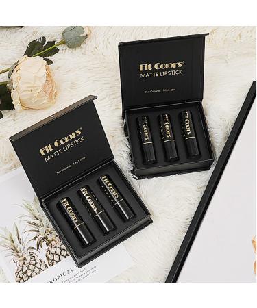 3 Color Matte Finish Lipstick Set - Highly Pigmented Longwear Creamy Lipstick for Women & Girls - Non-Sticky Cup Beauty Makeup - Buy Online on GoSupps.com