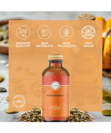 Lebbio Pumpkin Seed Oil 250ml - 100% Natural and Cold Pressed - For Skin Hair Care or Dressing in Salads - Premium Quality - - Buy Online on GoSupps.com