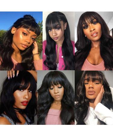 12 Inch Body Wave Bob Wig with Bangs | Brazilian Virgin Human Hair | 130% Density | Machine Made None Lace Front Wig for Black Women - Buy Online on GoSupps.com