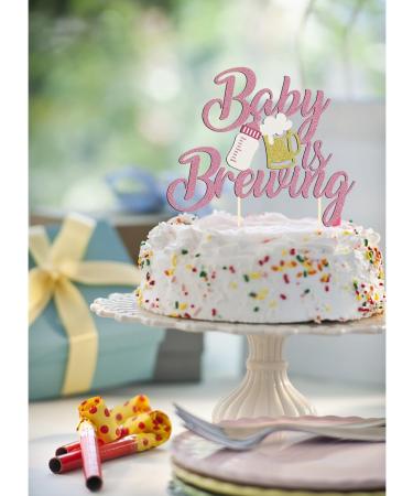 1 Pack Glitter Baby is Brewing Cake Topper for Beer Themed Baby Shower Decoration Beer Baby Gender Reveal Decoration (Pink baby) - Buy Online on GoSupps.com