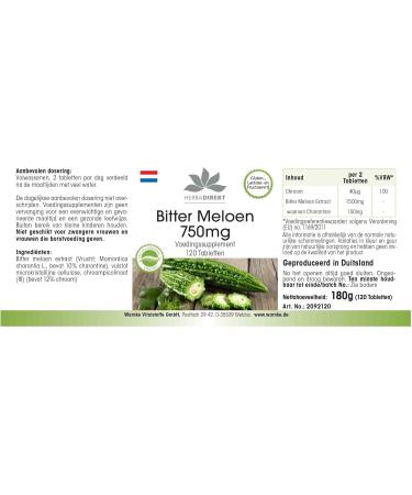 Bitter Melon 750mg - High Dose Vegan Tablets | 120 Count with Chromium | HERBADIREKT by Warnke Vitalstoffe - Premium German Pharmacy Quality - Buy Online on GoSupps.com