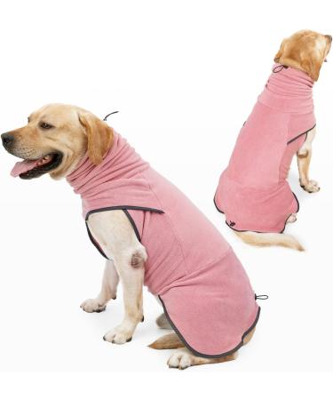 Lianzimau Pink Fleece Dog Sweater - Warm Winter Coat for Big & Medium Dogs | XXL Dog Jacket for Cold Weather - Buy Online on GoSupps.com