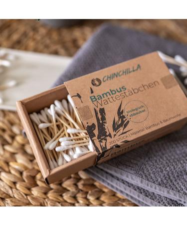 Chinchilla Bamboo Cotton Swabs - 200 Biodegradable Compostable Vegan & Sustainable | Eco-Friendly eCommerce - Buy Online on GoSupps.com