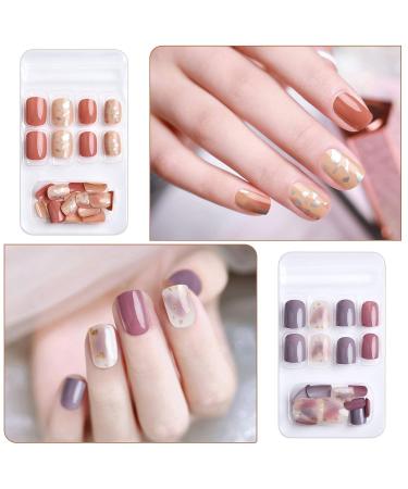 Kalolary 144PCs False Nails Set - Full Finger Acrylic Artificial Nails with Glue Stickers for Women & Girls | Nail Art DIY Decoration - Buy Online on GoSupps.com