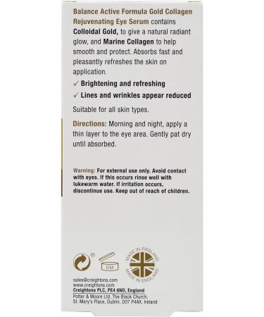 Balance Active Formula Gold and Marine Collagen Eye Serum - 15ml | Reduces Fine Lines & Wrinkles, Fast Absorbing - Buy Online on GoSupps.com