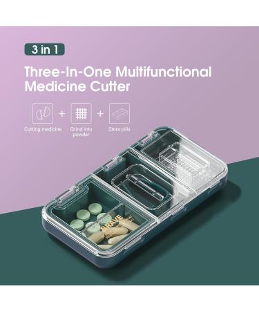 Small Pill Box with Cutter | Portable Pill Crusher & Organizer | Green Vitamin Tablet Cutter for Purse & Pocket - Buy Online on GoSupps.com