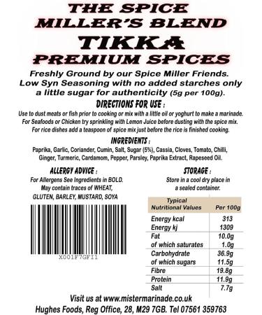 Spice Miller's Blend Tikka Masala 100g: Premium Artisan Syn Free Seasoning - Buy Online on GoSupps.com