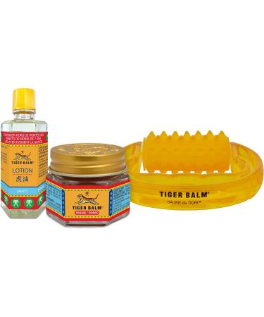 Tiger Balm Duo Action Set 1 Lotion 1 Red Tiger Balm and 1 Free Massage Wheel Pre-Effort Massage Ideal for Sports - Buy Online on GoSupps.com
