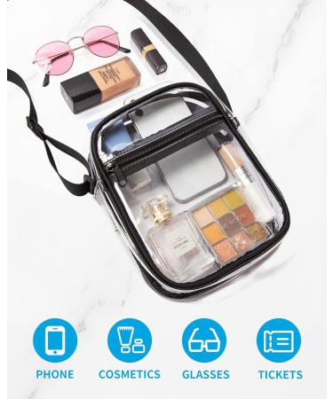 Vorspack Clear Bag Stadium Approved - PVC Clear Purse Clear Crossbody Bag with Front Pocket for Concerts Sports Festivals Black - Buy Online on GoSupps.com